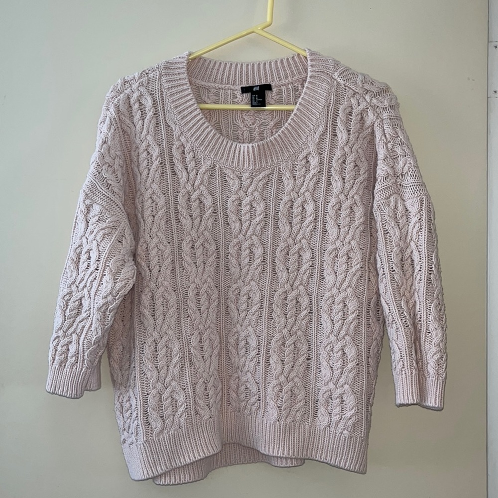H&M 3/4 sleeve loose fit cable knit sweater
